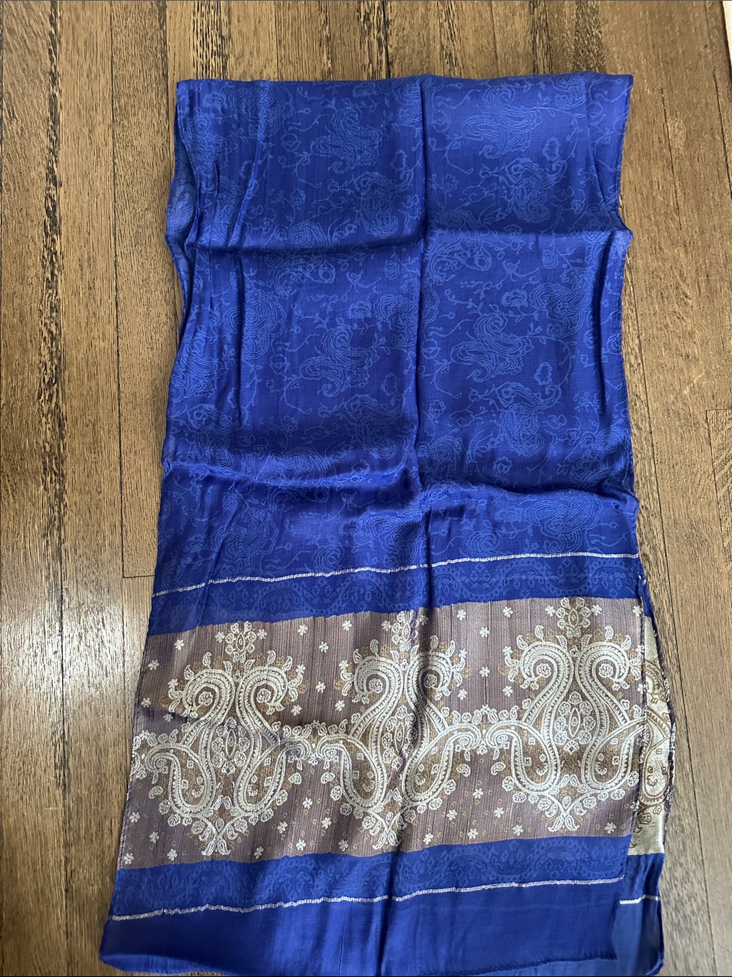 Blue Paisley 100 Silk Scarf